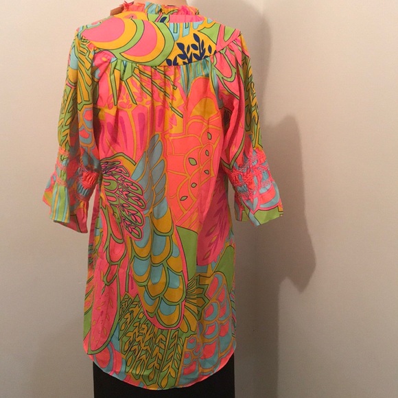 NWT JB Julie Brown NYC Shirt Pink Tropicana Small - Picture 6 of 7